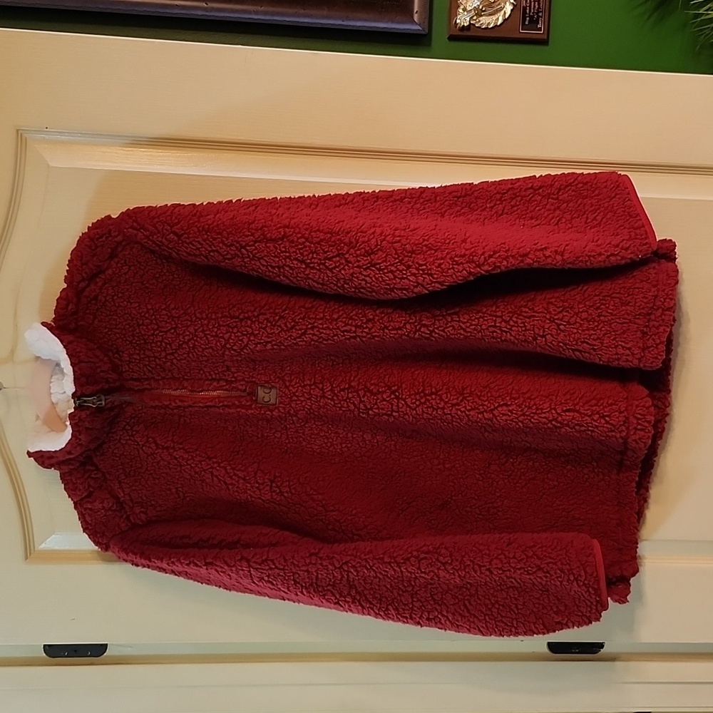 Girlie Girl Preppy C.C. Burgundy Sherpa Pullover Jacket